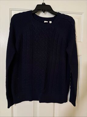 GAP Navy Cable Knit Crew Sweater